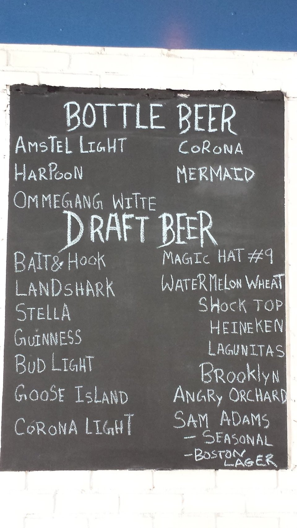 All-day menu for fish and chips.
